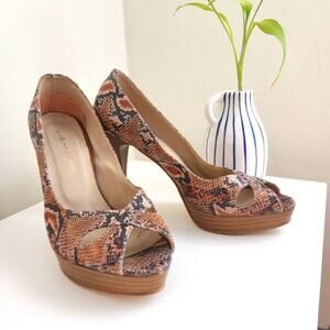 Multicolor Platforms Snake Skin Peep Toe   HEELS - 9